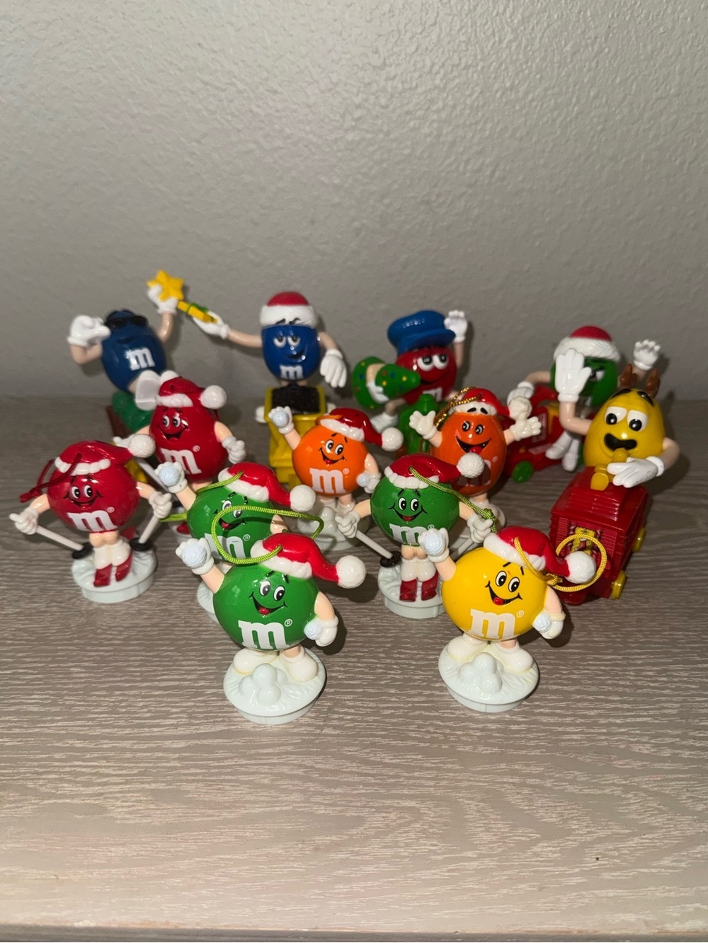 Vintage M&Ms Christmas Topper Ornaments & Express Decorative Train lot